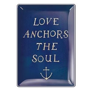 Fringe Studio Vintage Style Love Anchors Glass Tray in Navy Blue